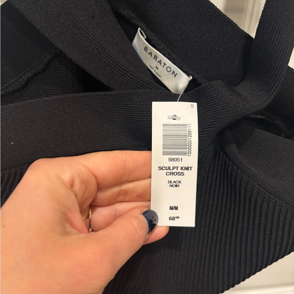 Aritzia Babaton Sculpt Knit Criss Cross Tank Black BNWT Size M - Picture 8 of 11